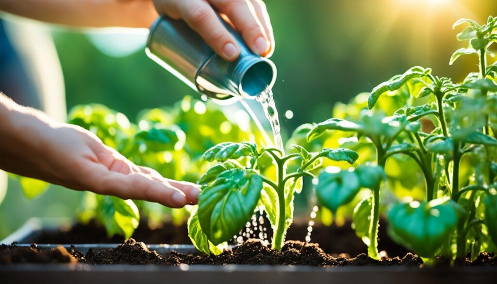 Watering Potted Tomatoes